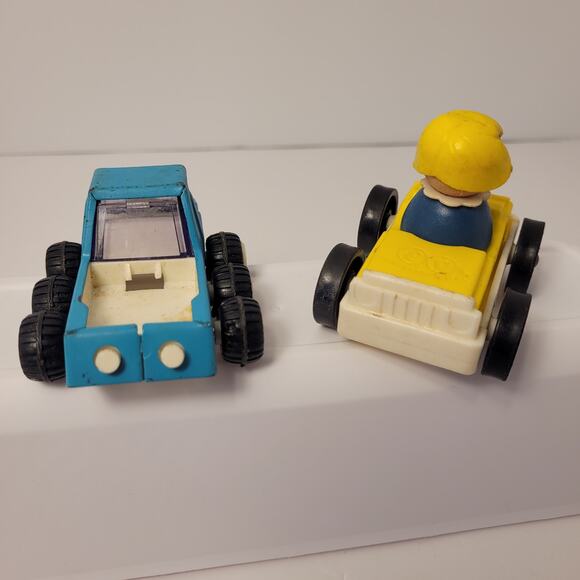 Vintage Toys Lot Of 6 Pieces Wood Train Fisher Price Little People Dune Buggy - Picture 8 of 9